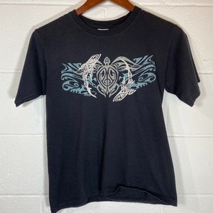 Crazy Shirts Hawaii Orig Sea Turtle & Sharks Black Shirt